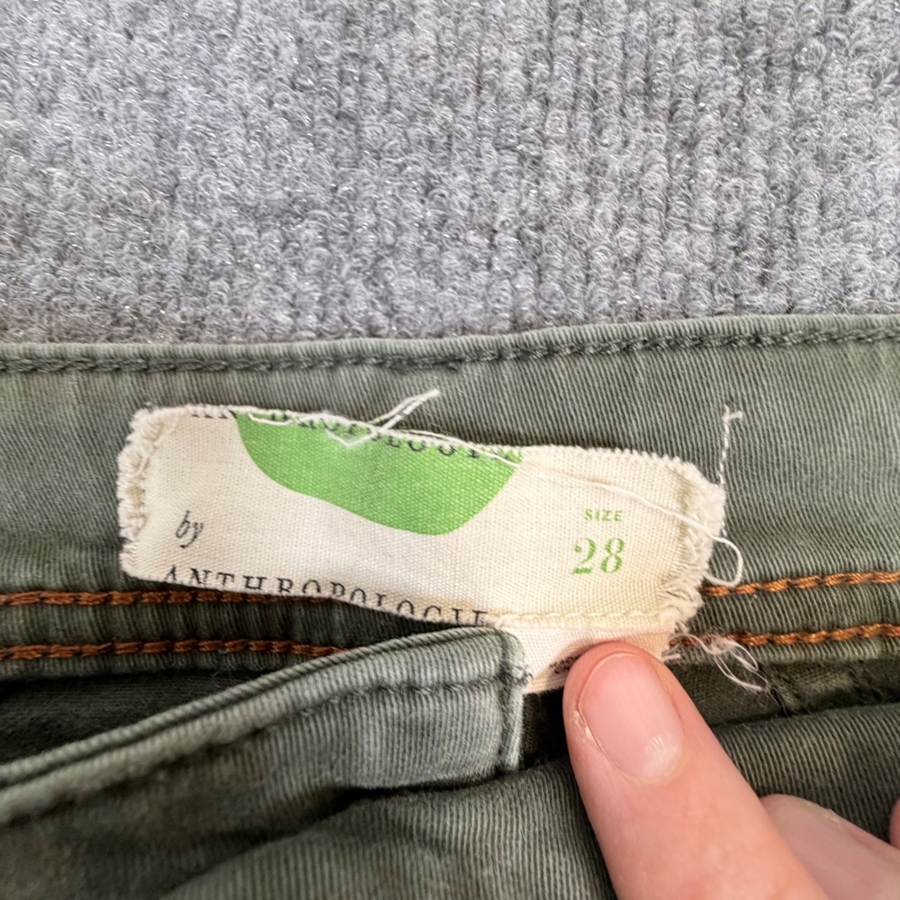 Anthropologie Olive Green Utility Slim Seamed Patch Pocket Pants Size 28 - Picture 8 of 11